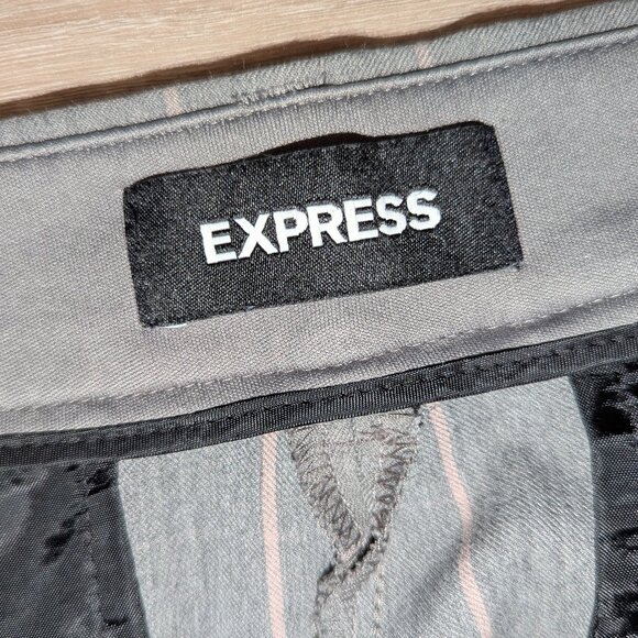 Express Columnist Mid Rise Ankle Gray Plaid Dress Pants stretch - Picture 2 of 7
